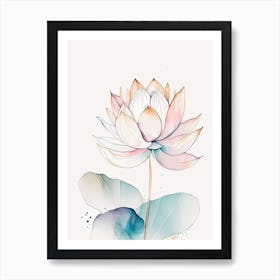 Lotus Flower Pattern Minimal Watercolour 1 Art Print