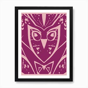 Abstract Owl Two Tone Purple 1 Art Print