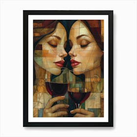 Two Women Drinking Wine 3 Art Print