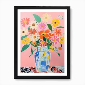 Flower Painting Fauvist Style Zinnia 3 Art Print