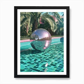 Disco Ball In A Pool, Summer Vibes 0 Art Print
