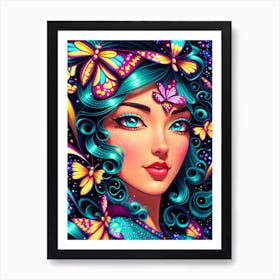 Fairy Girl With Butterflies 3 Art Print