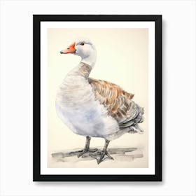 Storybook Animal Watercolour Goose 3 Art Print