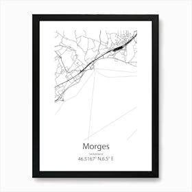 Morges,Switzerland Minimalist Map Art Print