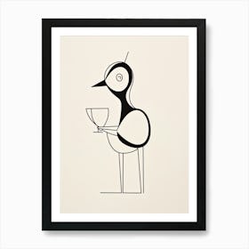 Bird And Cocktail Line Art 2 Art Print