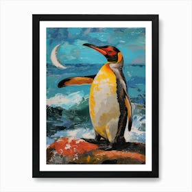 Galapagos Penguin Half Moon Island Colour Block Painting 1 Art Print