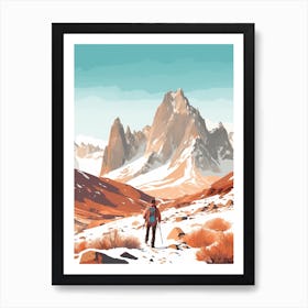 Vintage Winter Travel Illustration Pamir Mountains Tajikistan 4 Art Print