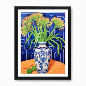 Flowers In A Vase Still Life Painting Agapanthus 2 Art Print
