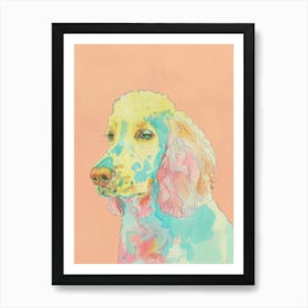 Pastel Spaniel Dog Line Illustration 1 Art Print