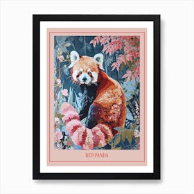 Floral Animal Painting Red Panda 2 Poster Art Print