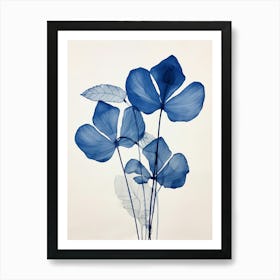 Blue Botanical Flamingo Flower 2 Art Print