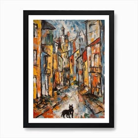 Painting Of A Buenos Aires With A Cat In The Style Of Abstract Expressionism, Pollock Style 1 Art Print