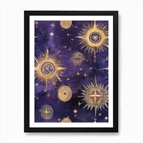 Vintage Old Paper Celestial 3 Art Print