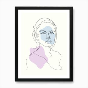 Portrait Of A Woman Hand Drawing Line Art Art Print