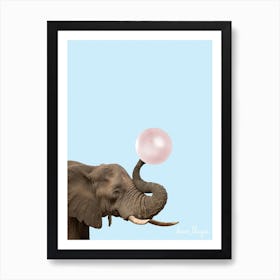 Éléphant avec chewing-gum Art Print