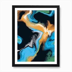 Fluid Abstract Oil Black Green Blue 1 Art Print