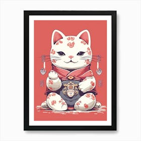 Maneki Neko Lucky Cat Japanese 1 Art Print