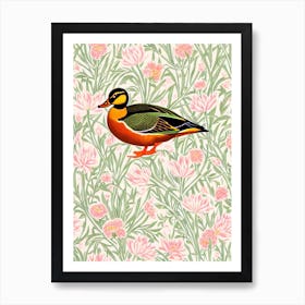 Mallard Duck 2 William Morris Style Bird Art Print