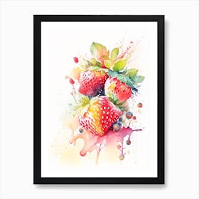 Bunch Of Strawberries, Fruit, Storybook Watercolours Art Print