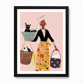 Black Woman With Baskets Art Print