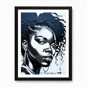 Graffiti Mural Of Beautiful Black Woman 306 Art Print