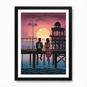 Sunset At The Pier Art Print