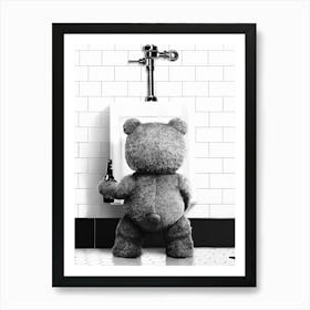 Ted Teddy Bear Toilet Art Print