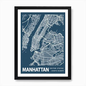 Manhattan Blueprint City Map 1 Art Print