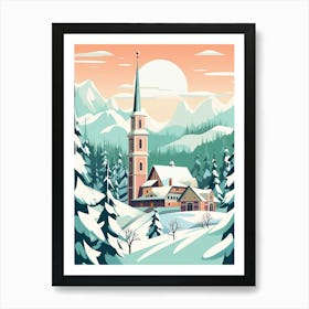 Vintage Winter Travel Illustration Bavaria Germany 3 Art Print