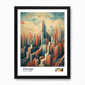 Chicago, Usa, Geometric Illustration 3 Poster Art Print