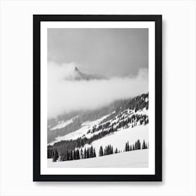 Chamonix, France Black And White Skiing Poster Art Print