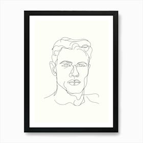 Portrait Of A Man Hand Drawing Line Art 1 Art Print