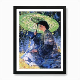 The Green Parasol 1911 by Guy Rose | Impressionism HD Remastered Art Print