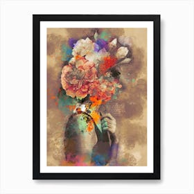 Floral Woman Portrait Art Print