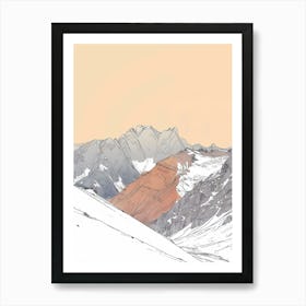 Toubkal Morocco Color Line Drawing (2) Art Print