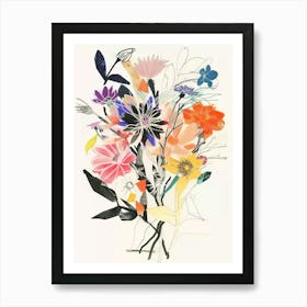 Asters Collage Flower Bouquet Art Print