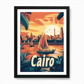 Aihrgdesign A 1970s Inspired Travel Poster For Cairo 3 Art Print