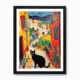 Painting Of A Cat In Matera Italy 1 Art Print