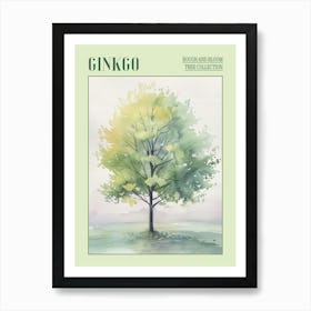 Ginkgo Tree Atmospheric Watercolour Painting 1 Poster Art Print