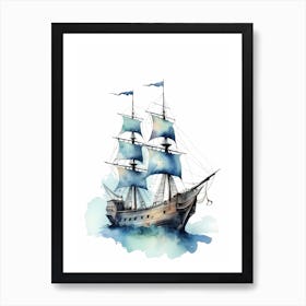 Sailing Ships Watercolor Painting (32) Art Print