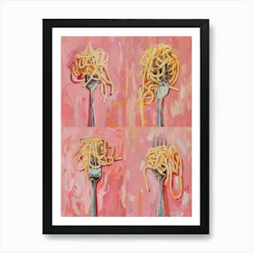 Pasta Forks Kitchen Spaghetti Lover Girly Pink Aesthetic Art Print