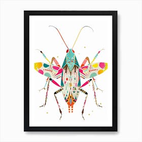 Colourful Insect Illustration Katydid 2 Art Print