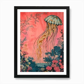 Floral Animal Painting Jellyfish 4 Art Print