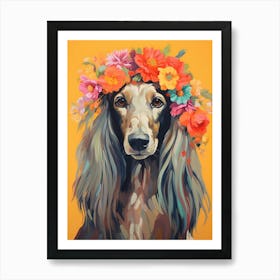 Afghan Hound Portrait With A Flower Crown, Matisse Painting Style 4 Art Print