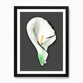 Calla - minimal watercolor art artwork painting illustration floral flower black grey vertical botanique Art Print