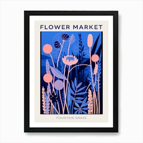 Blue Flower Market Poster Fountain Grass 3 Art Print