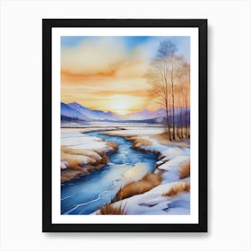 Sunset By The River 3 Art Print