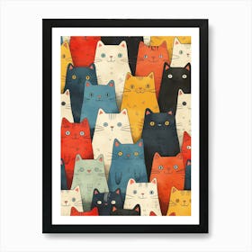 Perfectly Repeatable Artwork With Cute Cat Faces 18 Art Print