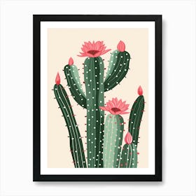 Christmas Cactus Plant Minimalist Illustration 3 Art Print