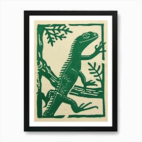 Lizard In The Woods Bold Block 4 Art Print